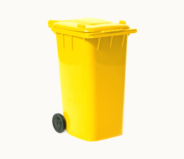 Yellow Recycling Bin With Plastic